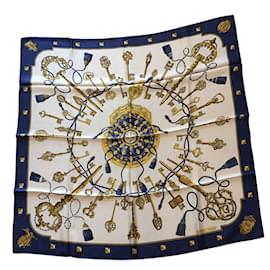 Hermès-Scarve-Blue,Beige,Yellow